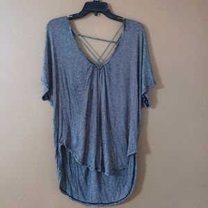 Lush Striped Short Sleeve Top Low Back